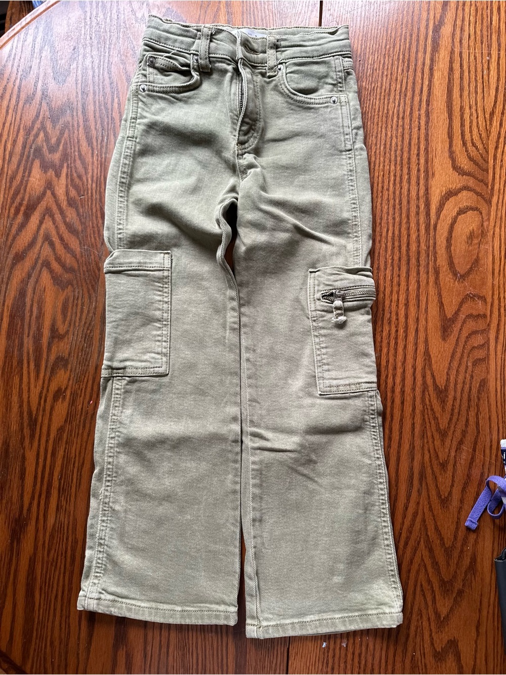 Zara :: Girls Size 7 :: Olive Green Cargo Flared Kids Pants